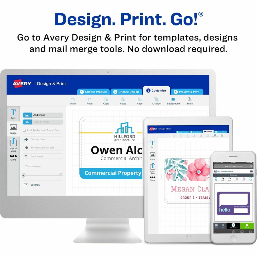 Image of Avery® Flexible Adhesive Name Badge Labels, "hello", 3 3/8 X 2 1/3, Assorted, 120/pk