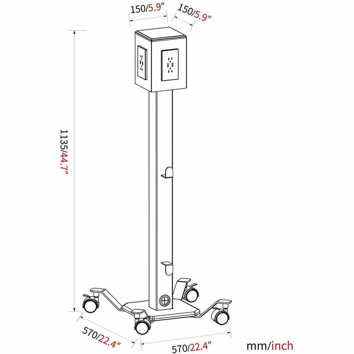 Image of Lorell Power Tower, 8 USB, Mobile, 15-3/4"x15-3/4"x43-1/4", Gray