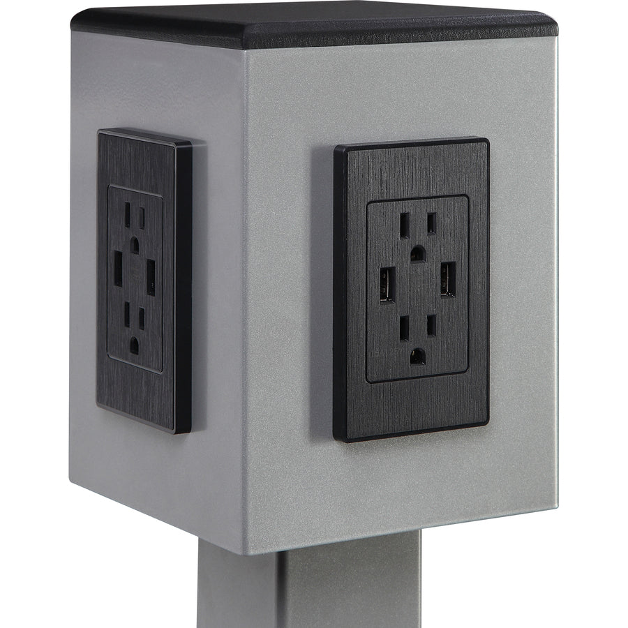 Image of Lorell Power Tower, 8 USB, Mobile, 15-3/4"x15-3/4"x43-1/4", Gray