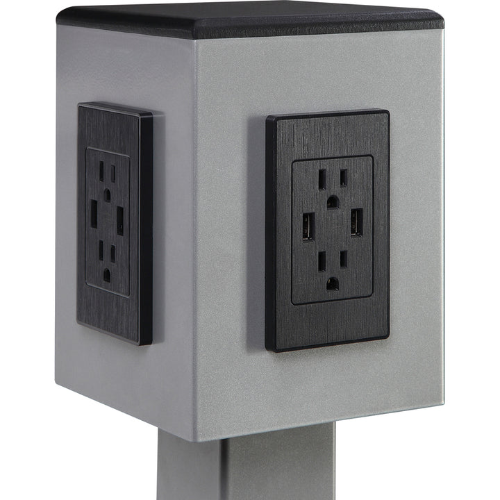 Image of Lorell Power Tower, 8 USB, Mobile, 15-3/4"x15-3/4"x43-1/4", Gray