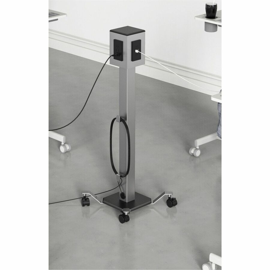 Image of Lorell Power Tower, 8 USB, Mobile, 15-3/4"x15-3/4"x43-1/4", Gray