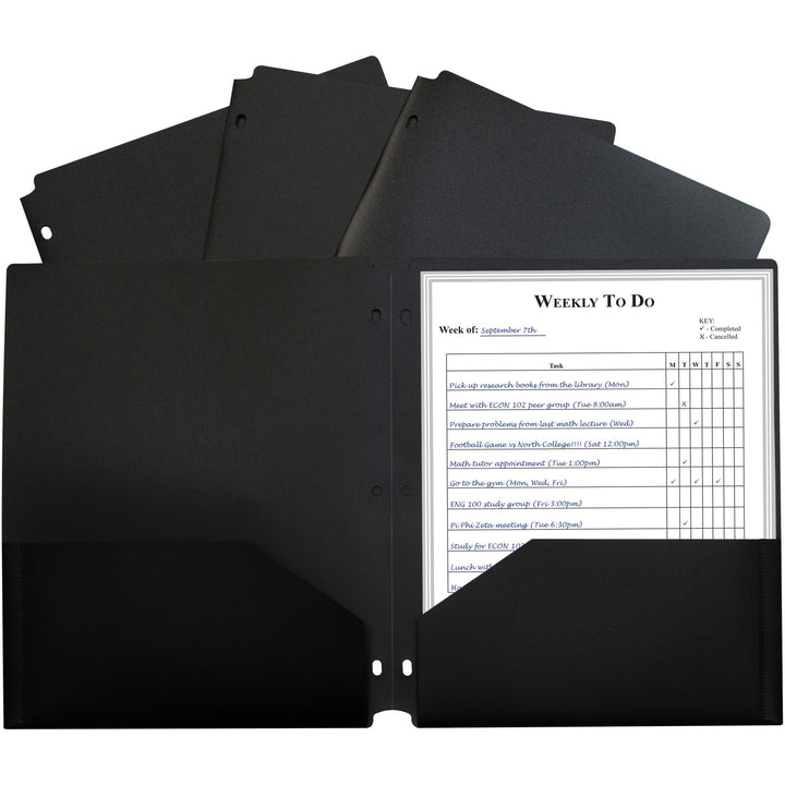 Image of C-Line® Portfolio, 2-Pocket, 3-Hole, 9-2/5"x11-2/5"x1/10", 25/BX, BK