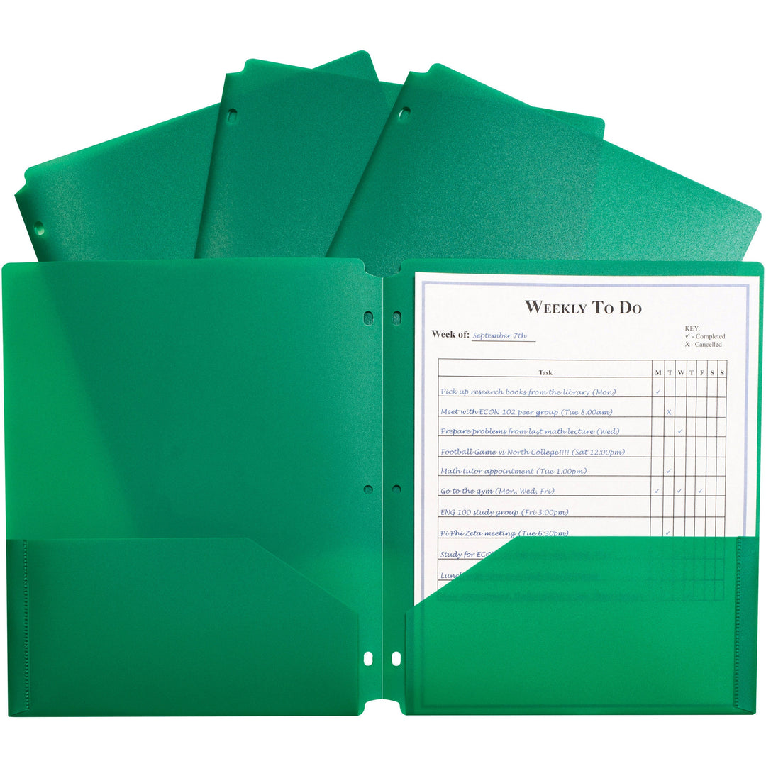 Image of C-Line® Portfolio, 2-Pocket, 3-Hole, 9-2/5"x11-2/5"x1/10", 25/BX, GN