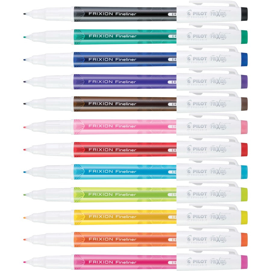 Image of Pilot FriXion Ball Clicker 11452 Erasaable Marker Pens, 0.7 mm Fine Pen Point, Erasable, Assorted Ink, Gel-based, Document, 12 / Set