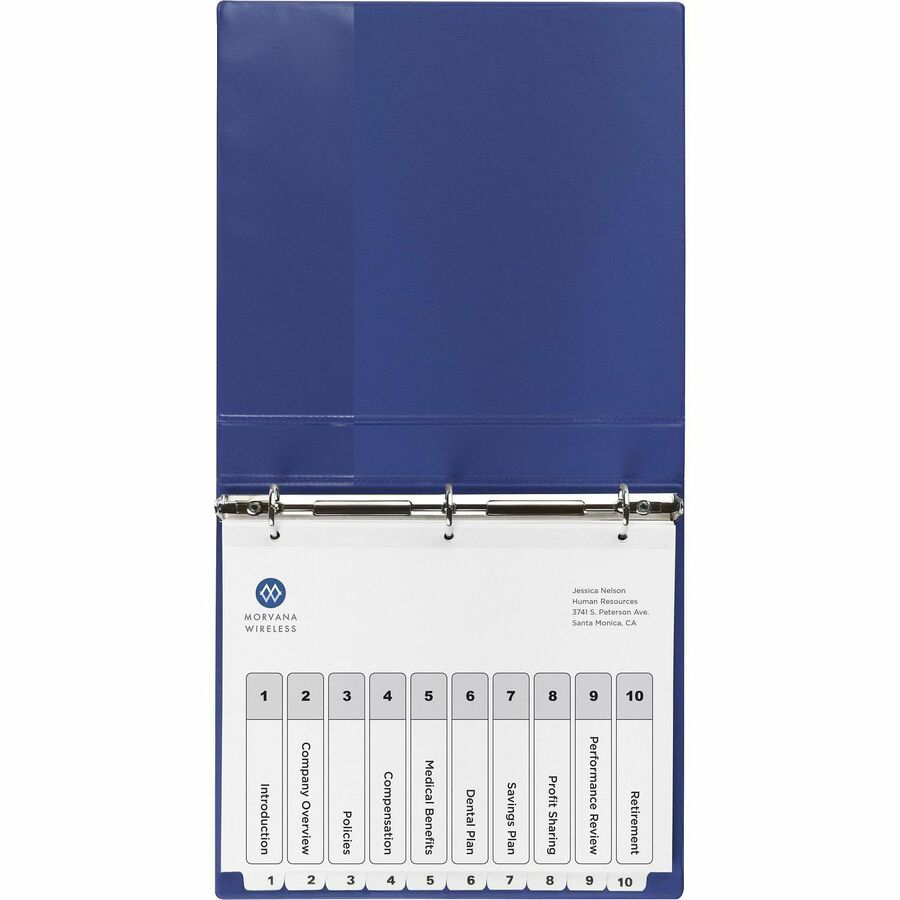 Image of Avery® customizable table of contents ready index black and white dividers, 10-tab, 1 to 10, 11 x 8.5, white, 6 sets