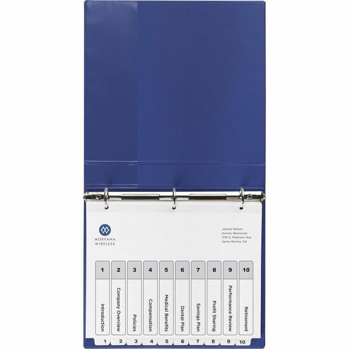 Image of Avery® customizable table of contents ready index black and white dividers, 10-tab, 1 to 10, 11 x 8.5, white, 6 sets