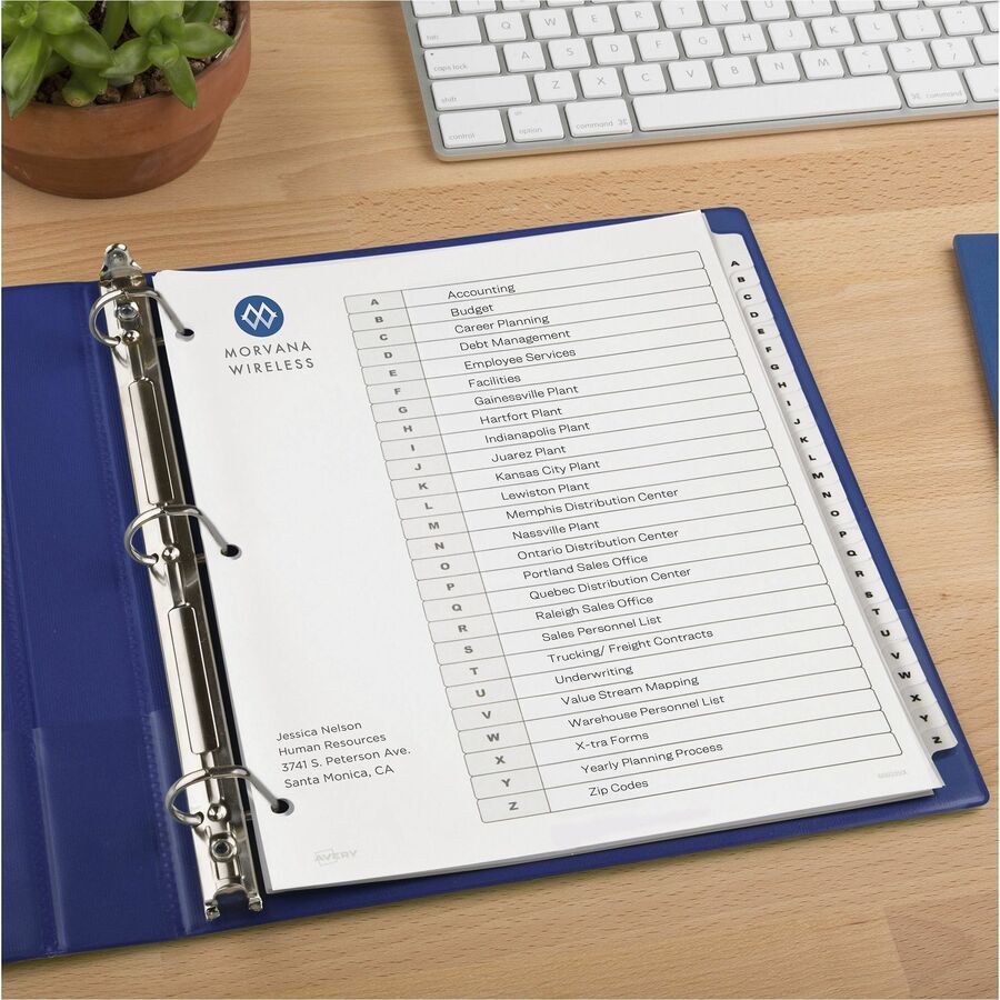 Image of Avery® Dividers,Table of Contents,A-Z Tabs,Letter,25/ST,BK/WE