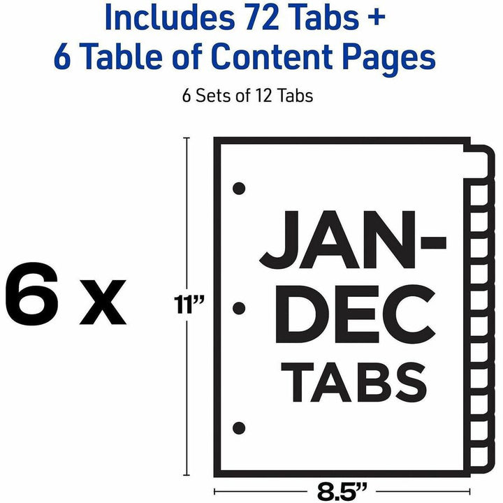 Image of Avery Jan-Dec Dividers, 12 Tabs, Ready Index (6 Sets of 11830)