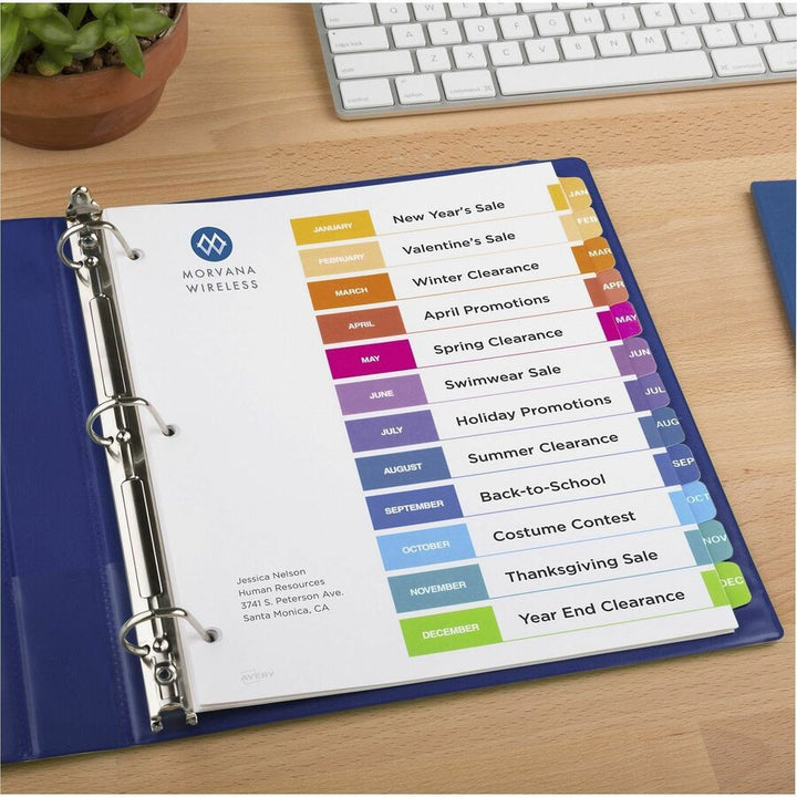 Image of Avery Jan-Dec Dividers, 12 Tabs, Ready Index (6 Sets of 11830)