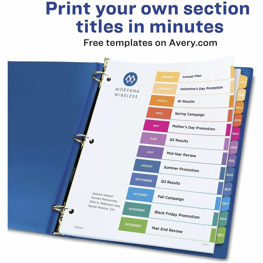 Image of Avery Jan-Dec Dividers, 12 Tabs, Ready Index (6 Sets of 11830)