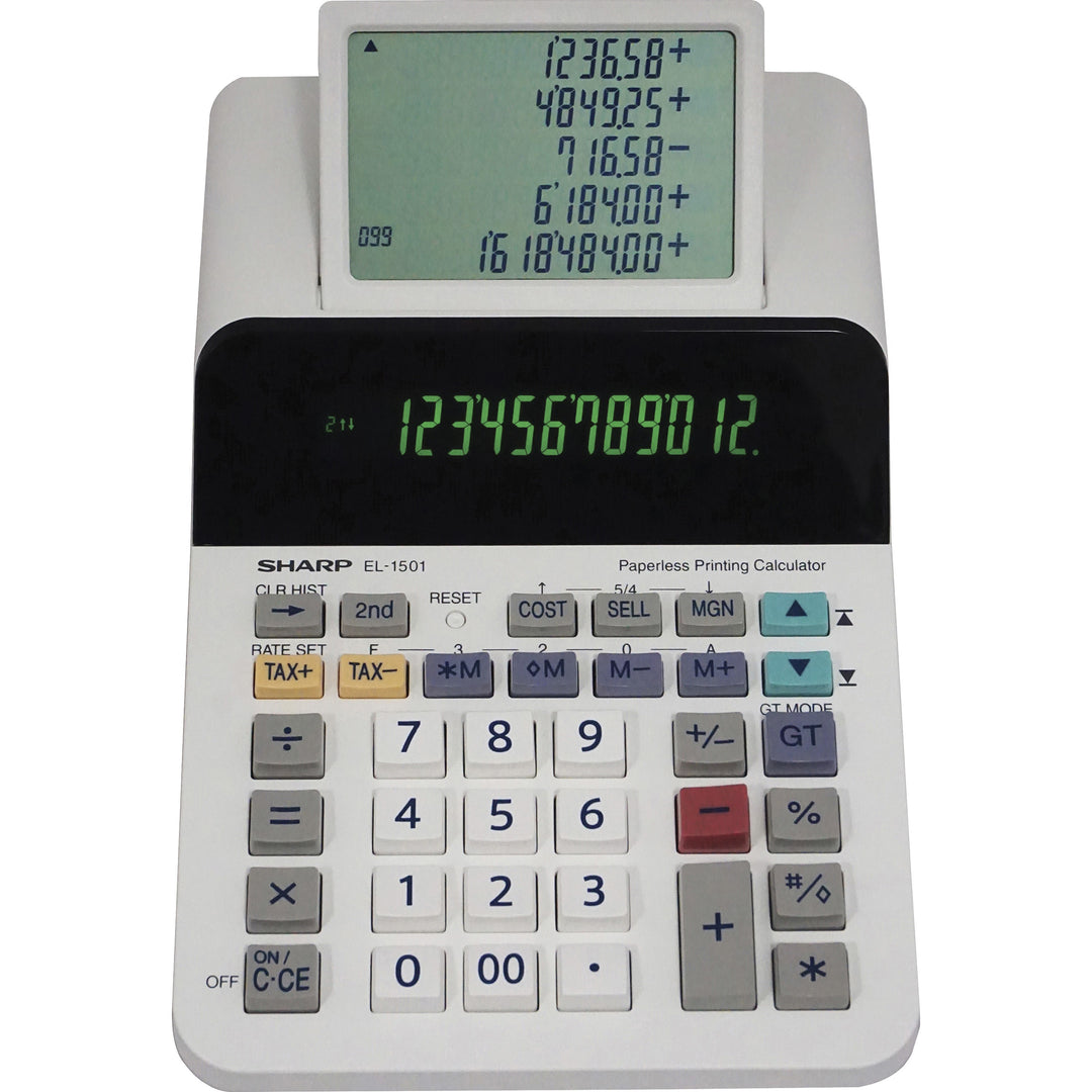 Image of Sharp® Calculator, 12-Digit, Paperless, 5-3/4"Wx8-1/2"Lx2"H, Multi