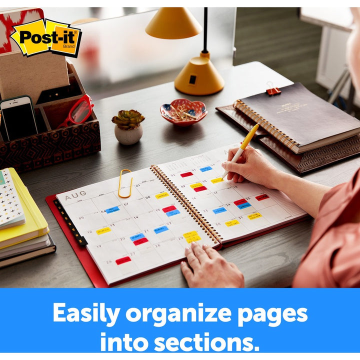 Image of Post-it® 686COMBO1 Tabs and Flags Combo Pack, Red, Yellow, Blue, Green, Orange, Sticky, Adhesive, 136 / Pack