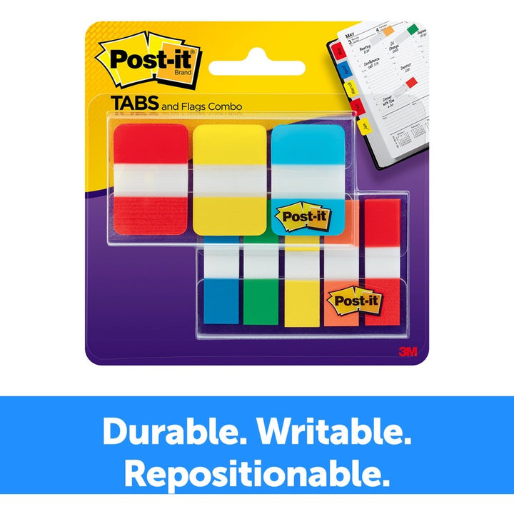Image of Post-it® 686COMBO1 Tabs and Flags Combo Pack, Red, Yellow, Blue, Green, Orange, Sticky, Adhesive, 136 / Pack