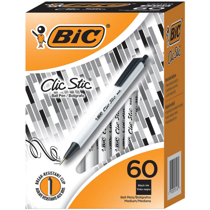 Image of BIC® Ball Pen, Retractable, 1.0mm, 60/BX, BK