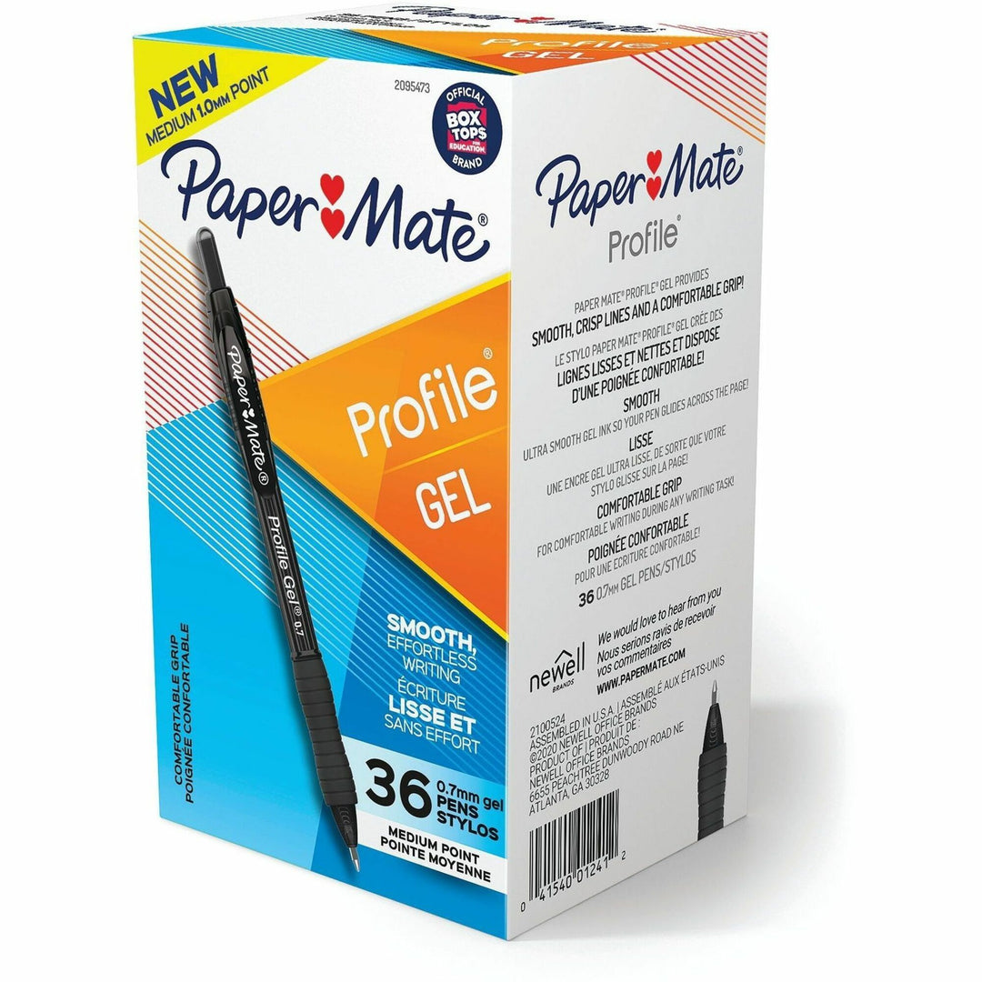 Image of Paper Mate 2095473 Profile Gel 0.7mm Retractable Pen, 0.7 mm Pen Point, Retractable, Black Ink, Writing, 1 Box