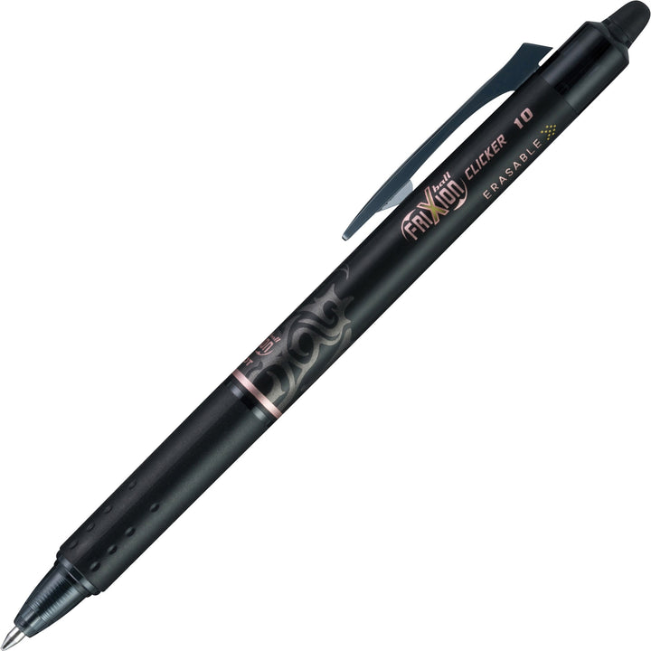 Image of Pilot® Frixion Clicker Erasable Gel Pen, Retractable, Bold 1 Mm, Black Ink, Black Barrel, Dozen