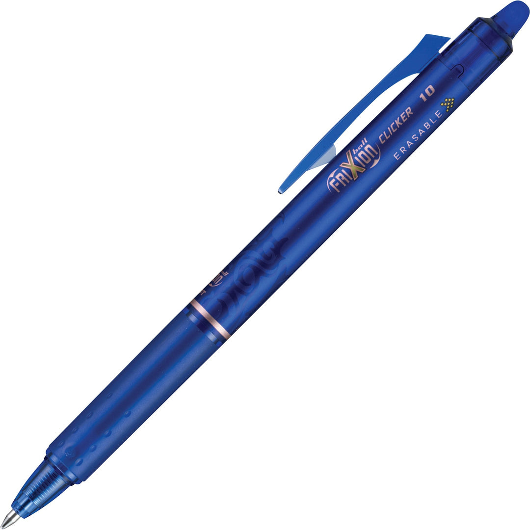 Image of Pilot® Frixion Clicker Erasable Gel Pen, Retractable, Bold 1 Mm, Blue Ink, Blue Barrel, Dozen