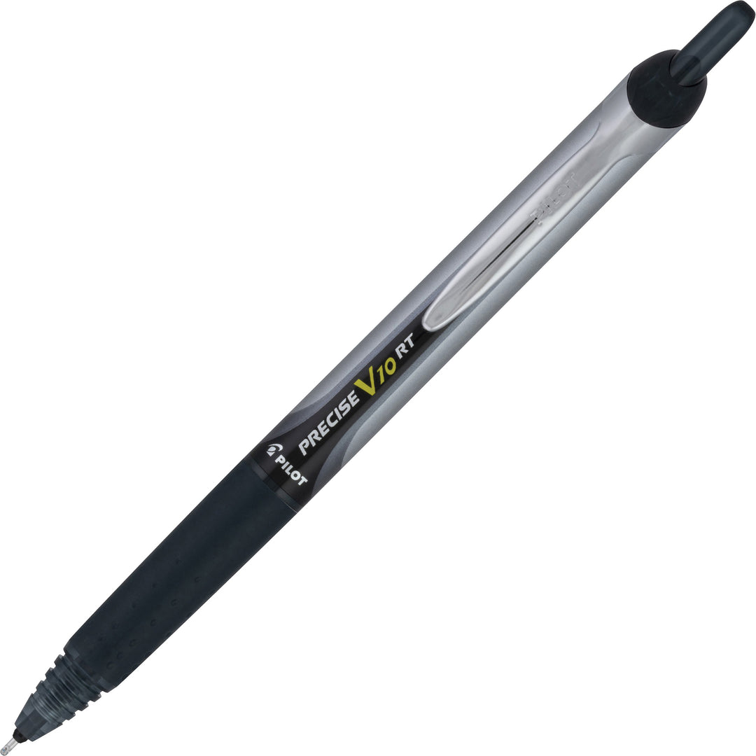Image of Pilot® Precise V10RT Rollerball Pen, Retractable, Bold 1 mm, Black Ink, Black Barrel, Dozen