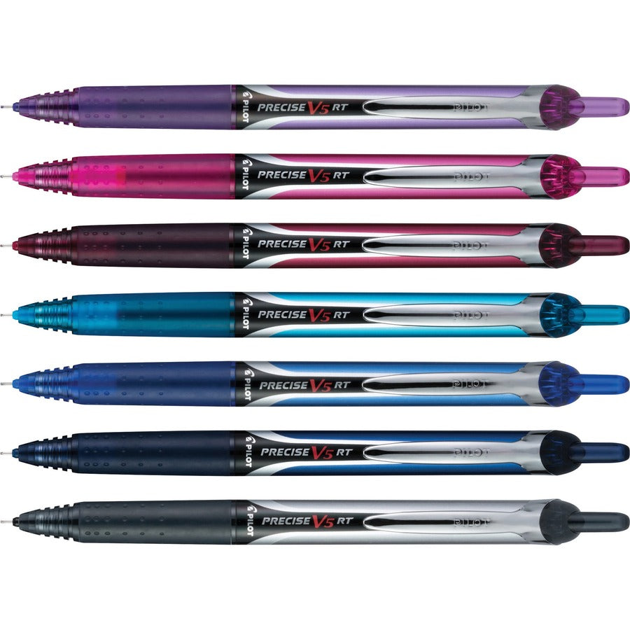 Image of Pilot® Precise V5RT Rollerball Pen, Retractable, Extra-Fine 0.5 mm, Assorted Ink and Barrel Colors, 7/Pack