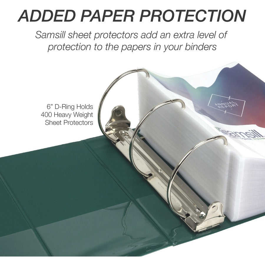 Image of Samsill® Binder, Locking, 6" D-Ring, 8-1/2"x11"Pg Sz, Green
