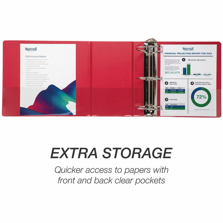Image of Samsill® Binder, Locking, 6" D-Ring, 8-1/2"x11"Pg Sz, Red
