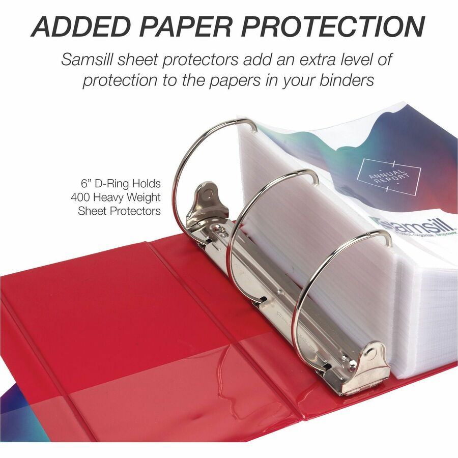Image of Samsill® Binder, Locking, 6" D-Ring, 8-1/2"x11"Pg Sz, Red