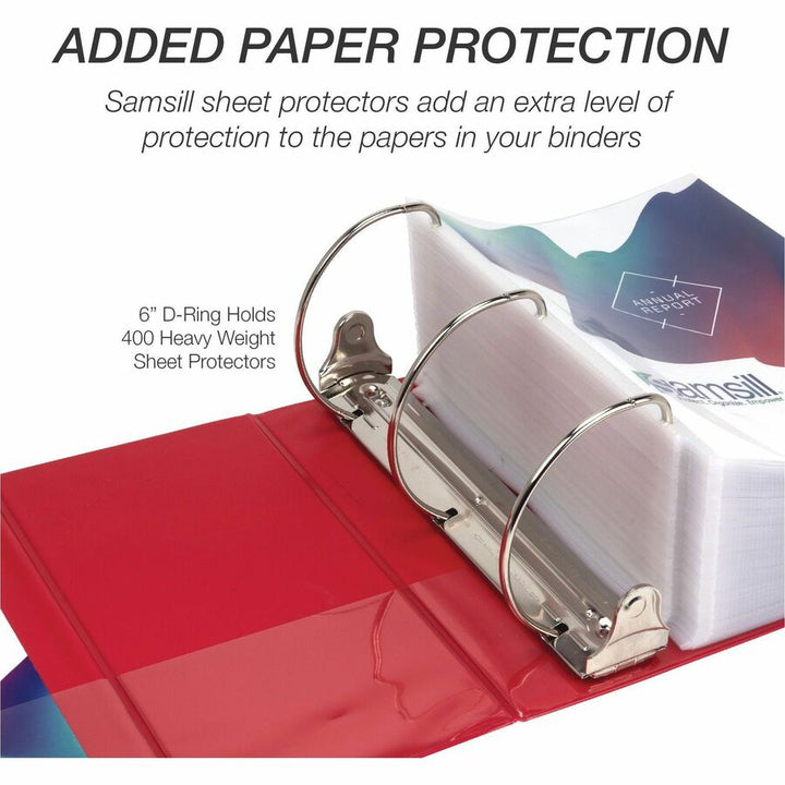Image of Samsill® Binder, Locking, 6" D-Ring, 8-1/2"x11"Pg Sz, Red