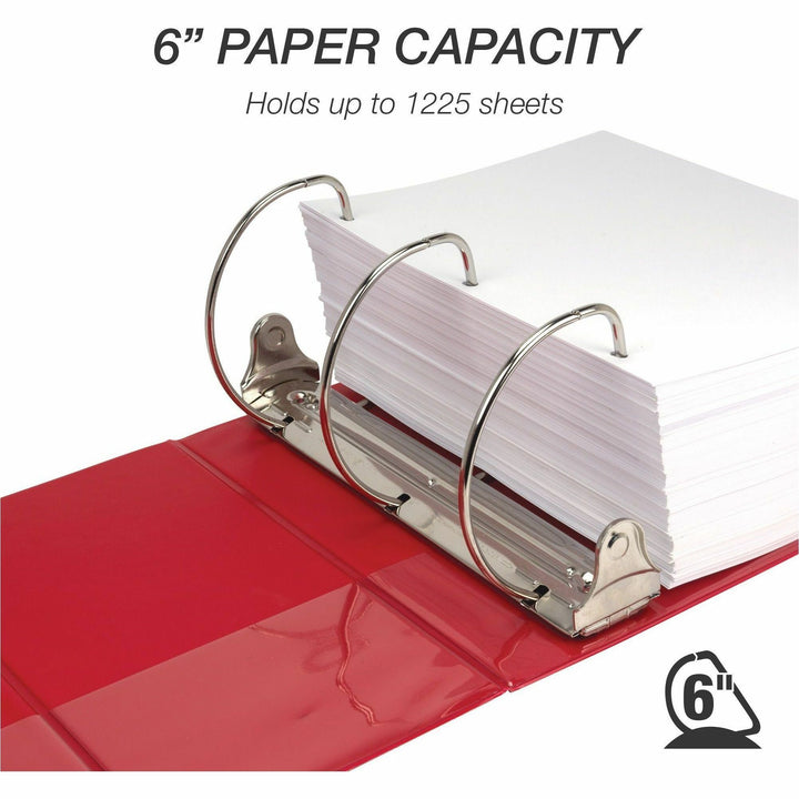 Image of Samsill® Binder, Locking, 6" D-Ring, 8-1/2"x11"Pg Sz, Red