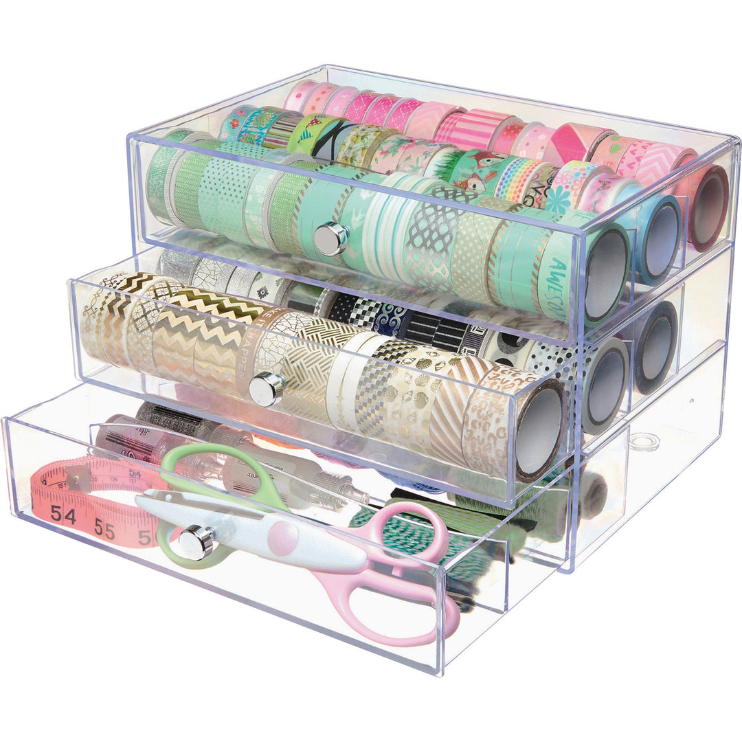 Image of deflecto® Organizer, 3-Drawer, 10"Wx6-4/5"Dx7"H, Clear