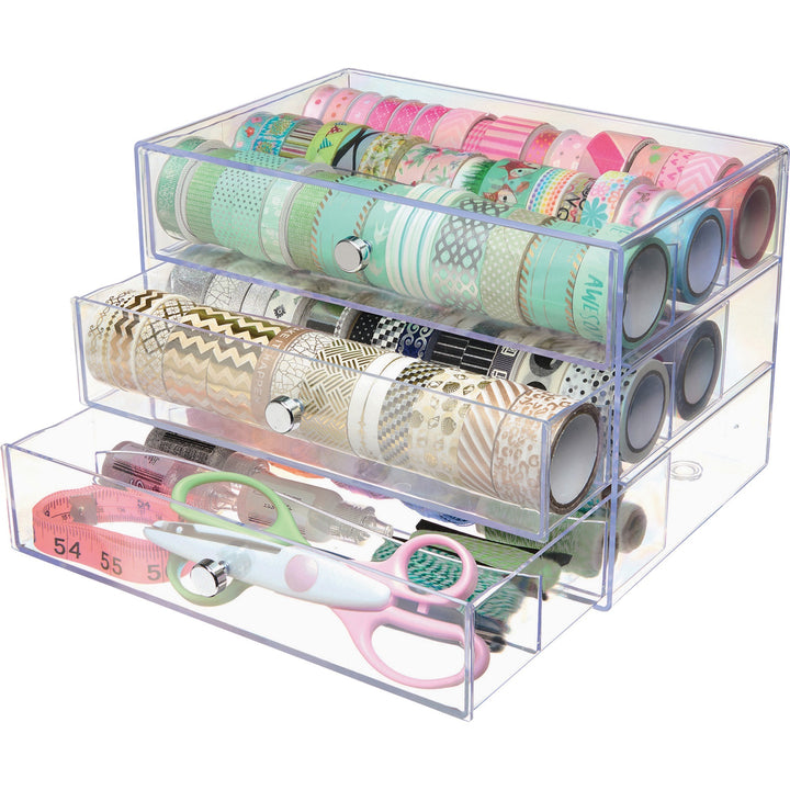 Image of deflecto® Organizer, 3-Drawer, 10"Wx6-4/5"Dx7"H, Clear