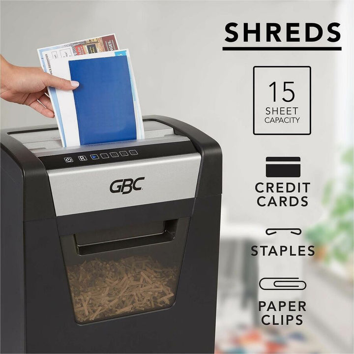 Image of GBC® Cross-cut Shredder, 6-gal Bin, 20"x14-3/5"x11-2/5", BK