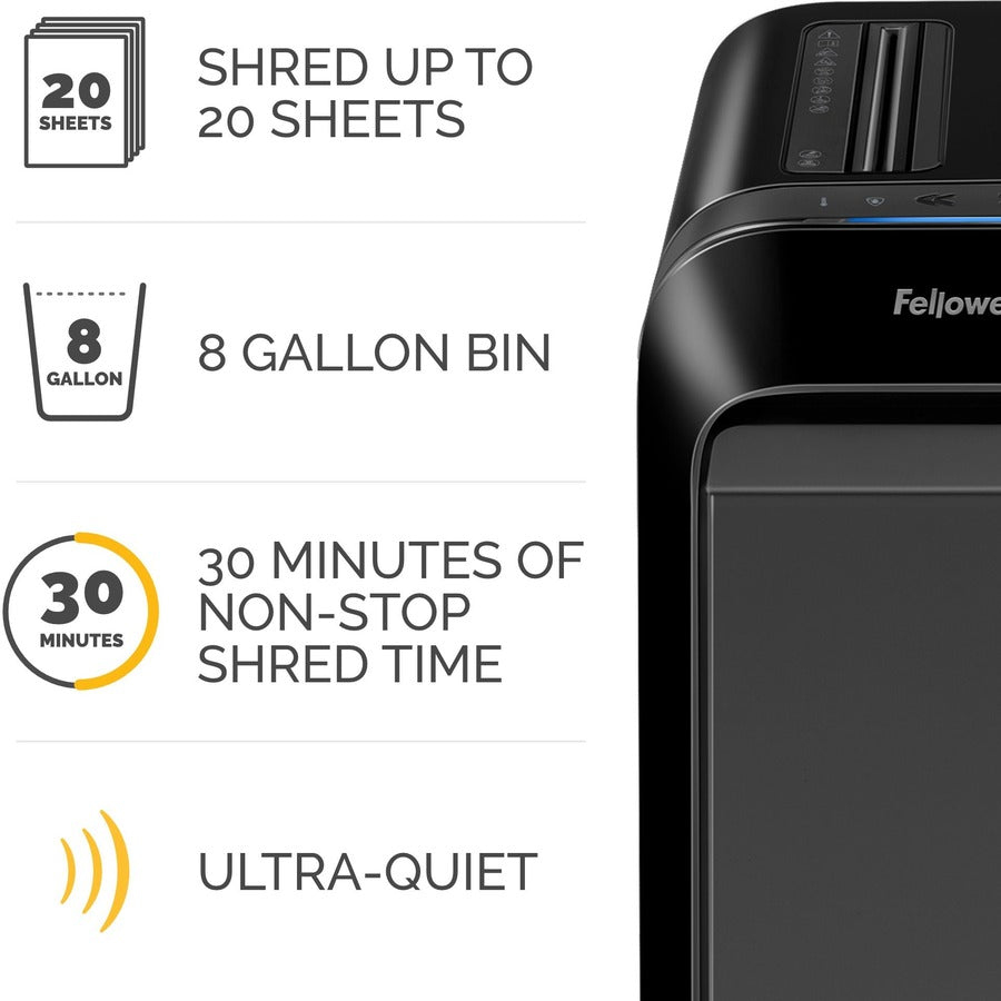 Image of Fellowes® Powershred LX220 Micro-Cut Shredder, 20 Manual Sheet Capacity, Black