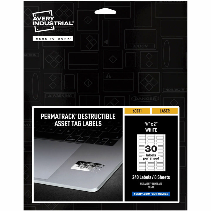 Image of Avery® Asset Tag, Destructible, Laser, 3/4"x2", 240/PK, WE