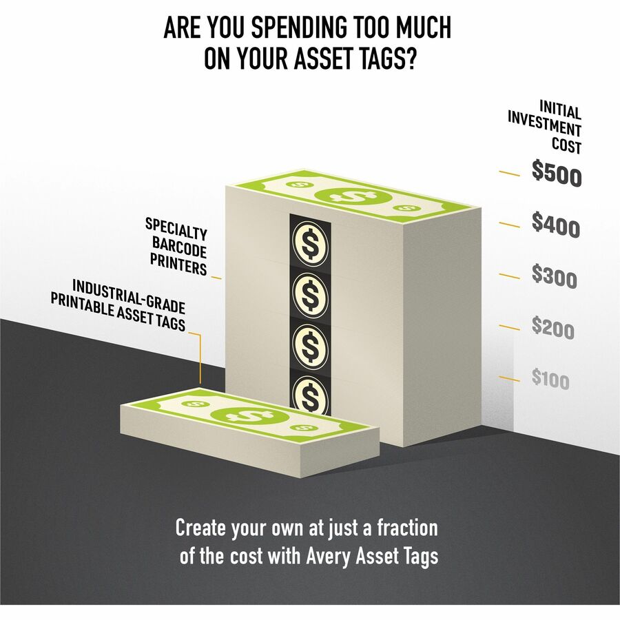 Image of Avery® Labels, f/Asset Tags, Metallic, 1/2"x1", 672/PK, Silver