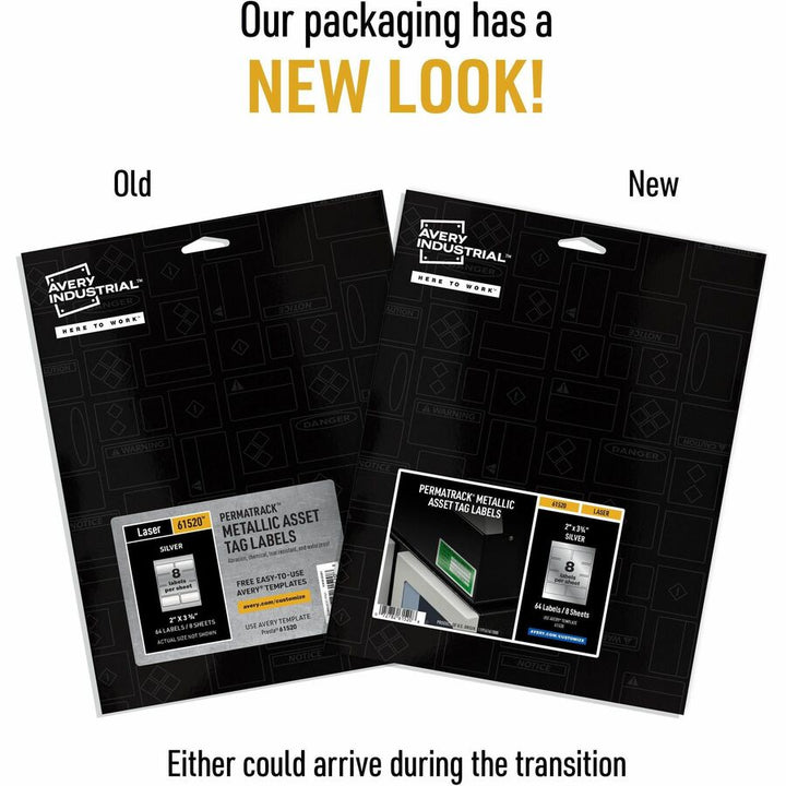 Image of Avery® Labels, f/Asset Tags, Metallic, 2"x3-3/4", 64/PK, Silver