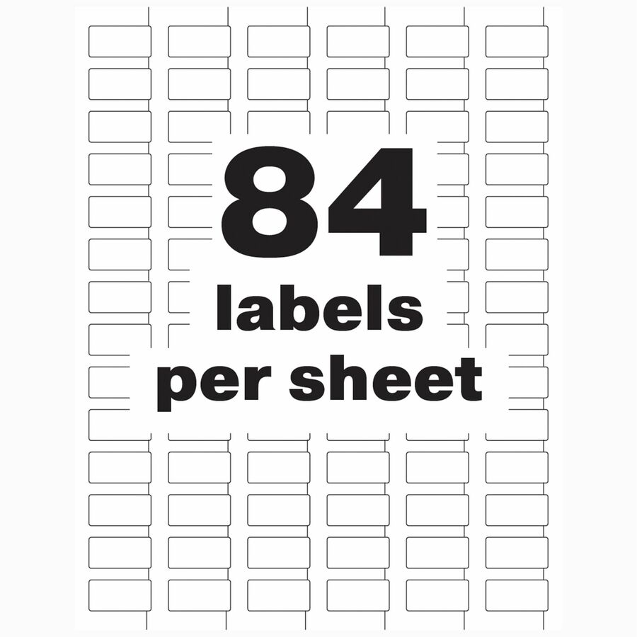 Image of Avery® Permatrack Durable White Asset Tag Labels, Laser Printers, 0.5 X 1, White, 84/sheet, 8 Sheets/pack
