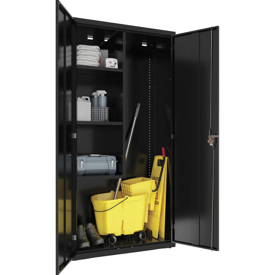Image of Lorell Janitorial Cabinet, Locking Storage, 36"x18"x72", BK