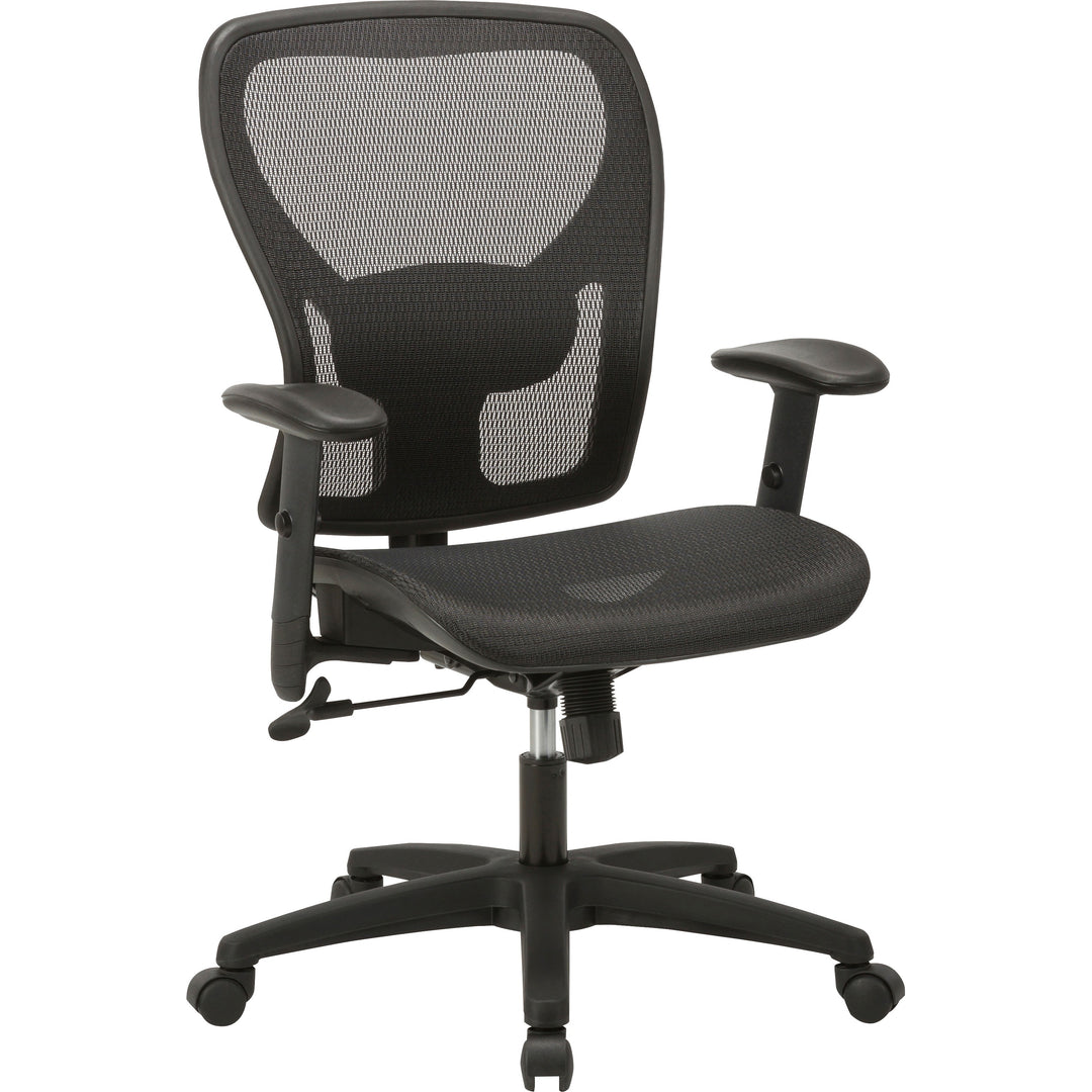 Image of Lorell Mid-back Chair, Mesh Back, 27-3/4"x27"x38-2/3-42-7/8", BK