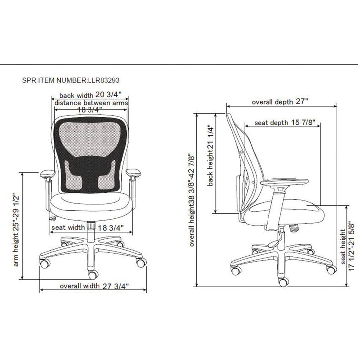 Image of Lorell SOHO 83293 Mesh Mid-Back Task Chair, Mesh Seat Material, Mesh Back Material, Mid Back, 5-star Base, Black, 1 Each
