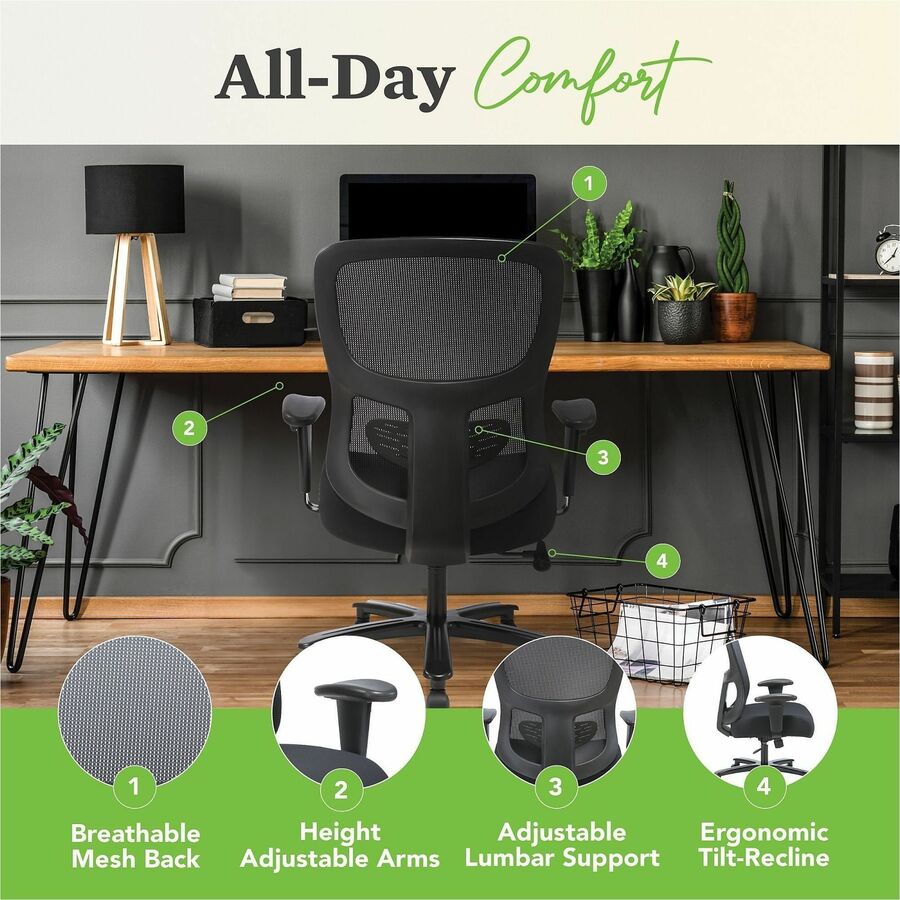 Image of HON® Task Chair,Big&Tall,Mesh Back,30-1/3"x30-1/3"x42-9/10",BK