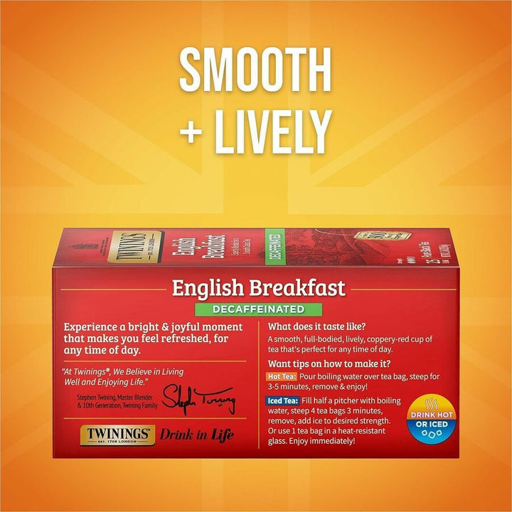 Image of TWININGS® Tea Bags, English Breakfast Decaf, 1.76 Oz, 25/box