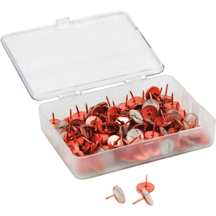 Image of U Brands Thumbtacks, Marble Head, 1/2"x1/2"x2/5", 100/PK, RE/GD