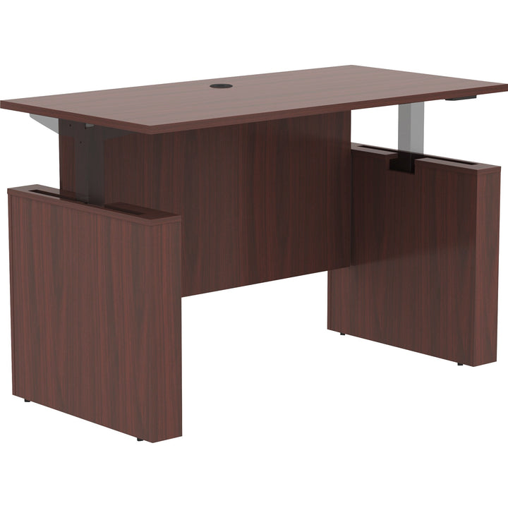 Image of Lorell Sit-Stand Desk Shell, Essentials, 60"x29"x29-49", Mahogany