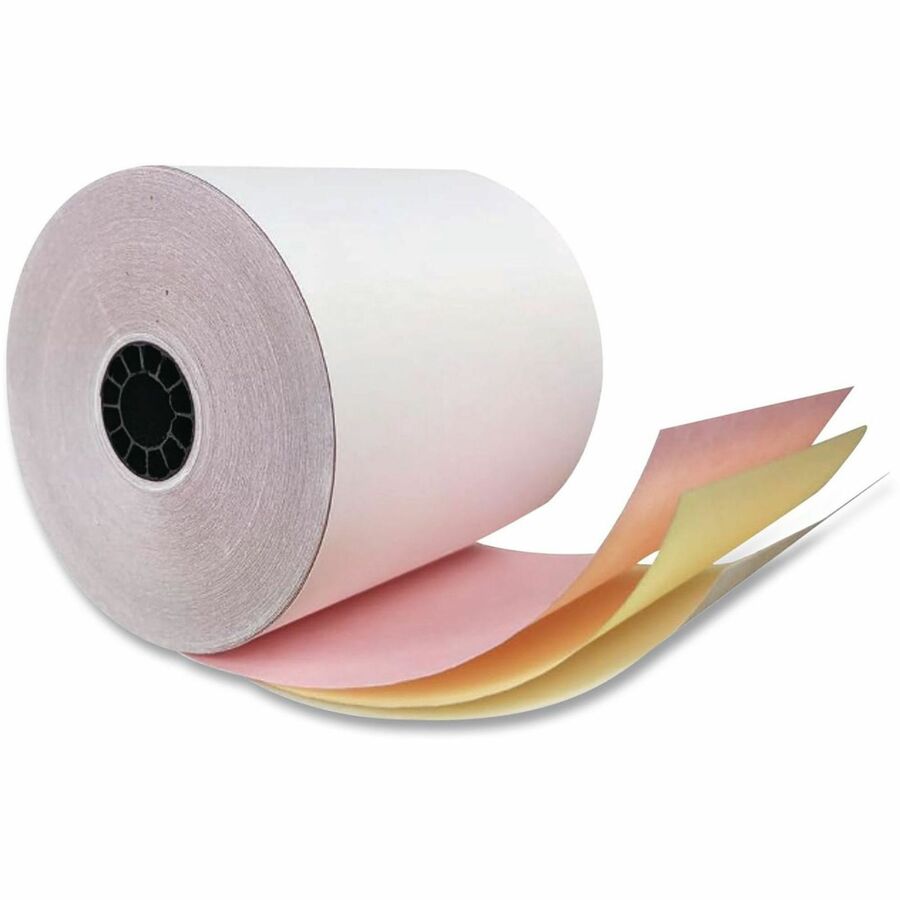Image of Iconex Impact Printing Carbonless Paper Rolls, 3" X 70 Ft, White/canary/pink, 50/carton