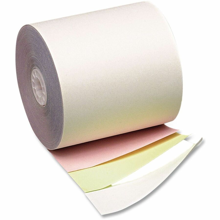Image of Iconex Impact Printing Carbonless Paper Rolls, 3" X 70 Ft, White/canary/pink, 50/carton