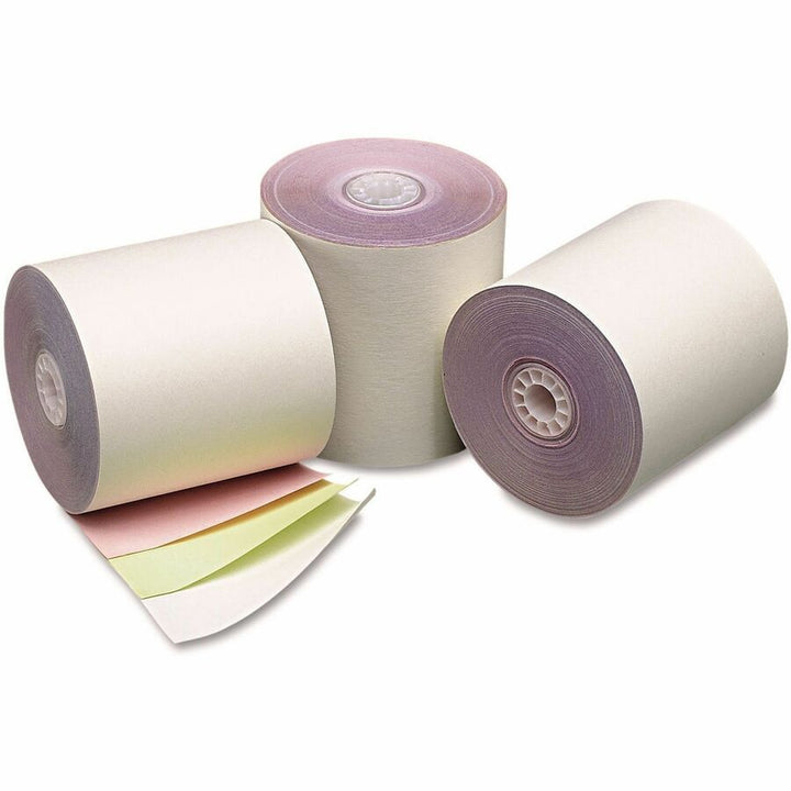 Image of Iconex Impact Printing Carbonless Paper Rolls, 3" X 70 Ft, White/canary/pink, 50/carton