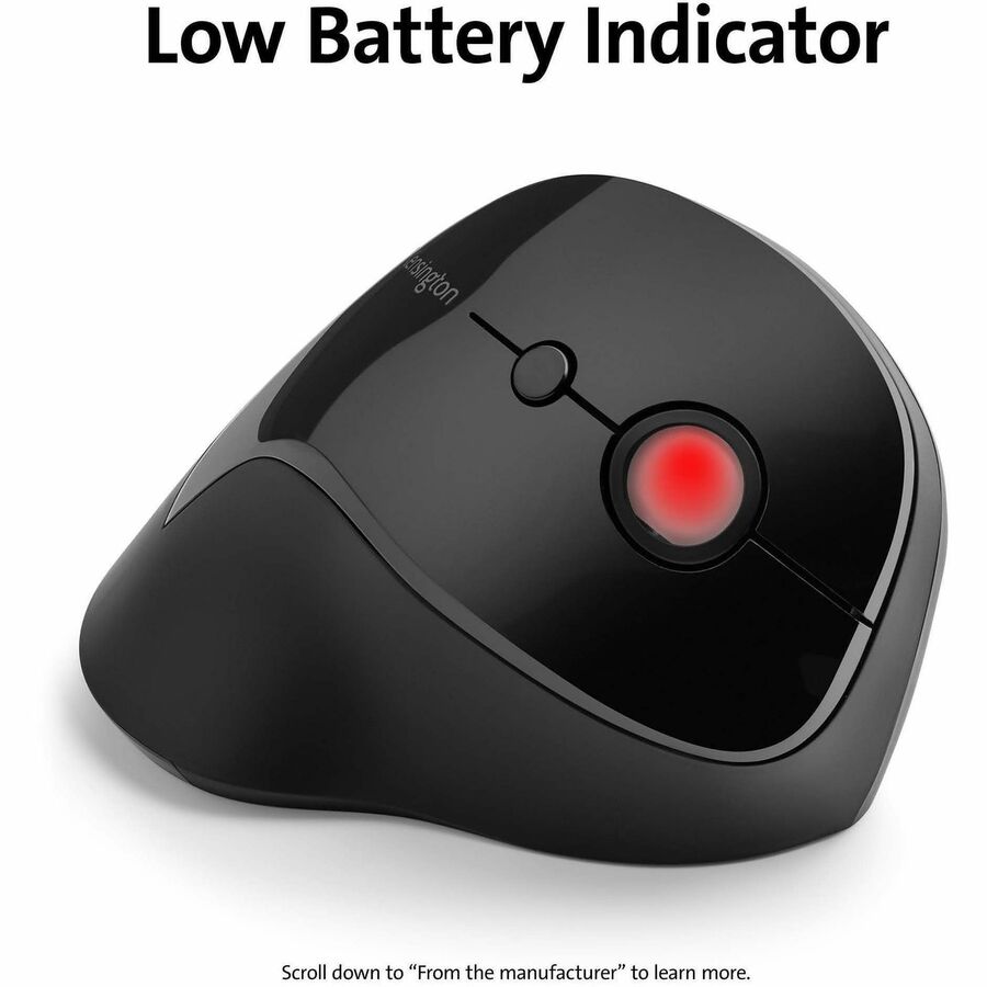 Image of Kensington® Pro Fit Ergo Vertical Wireless Mouse, 2.4 Ghz Frequency/65.62 Ft Wireless Range, Right Hand Use, Black