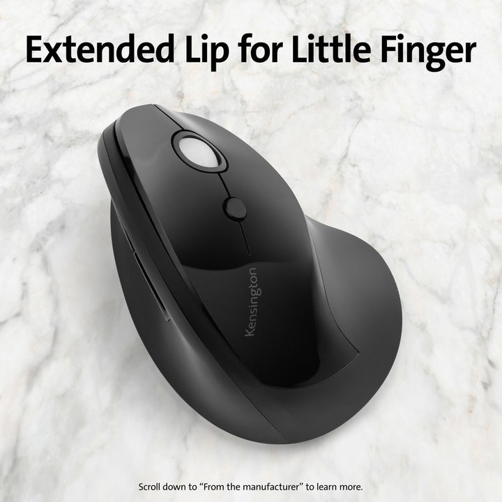 Image of Kensington® Pro Fit Ergo Vertical Wireless Mouse, 2.4 Ghz Frequency/65.62 Ft Wireless Range, Right Hand Use, Black