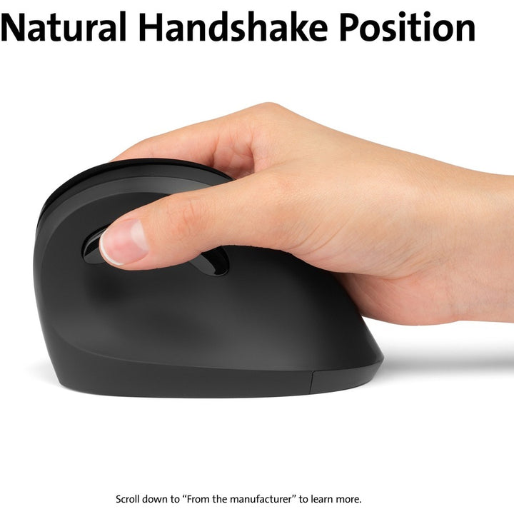 Image of Kensington® Pro Fit Ergo Vertical Wireless Mouse, 2.4 Ghz Frequency/65.62 Ft Wireless Range, Right Hand Use, Black