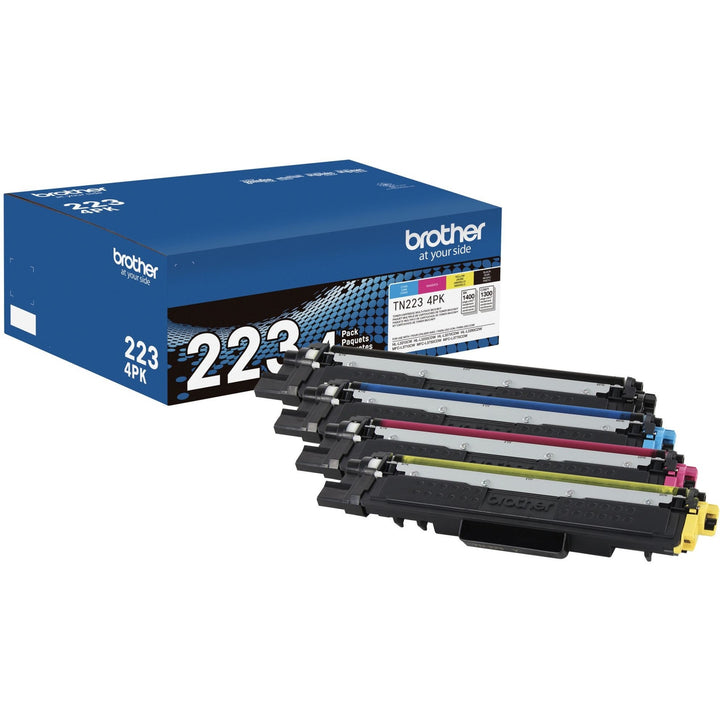 Image of Brother TN223 Original Toner Cartridge, 1400 Pages Black, 1300 Pages Cyan, 1300 Pages Magenta, 1300 Pages Yellow, 1 Box